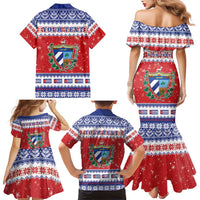 Personalized Cuba Christmas Family Matching Mermaid Dress and Hawaiian Shirt Coat Of Arms Xmas Vibe - Wonder Print Shop
