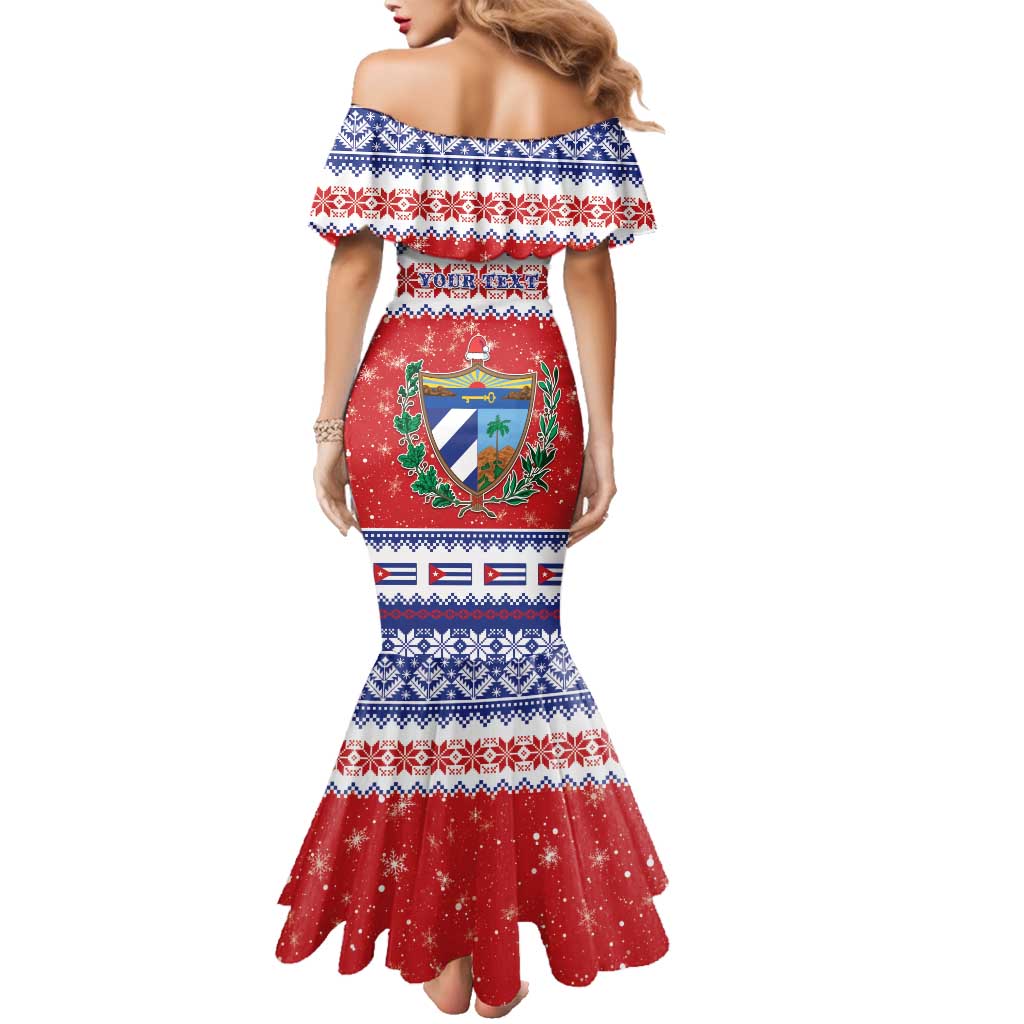 Personalized Cuba Christmas Family Matching Mermaid Dress and Hawaiian Shirt Coat Of Arms Xmas Vibe - Wonder Print Shop