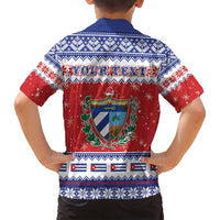 Personalized Cuba Christmas Family Matching Off Shoulder Short Dress and Hawaiian Shirt Coat Of Arms Xmas Vibe - Wonder Print Shop