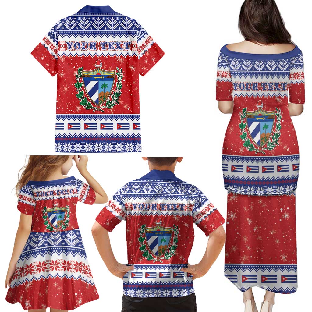 Personalized Cuba Christmas Family Matching Puletasi and Hawaiian Shirt Coat Of Arms Xmas Vibe - Wonder Print Shop