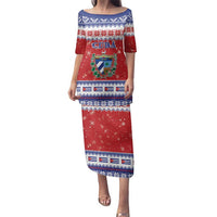 Personalized Cuba Christmas Family Matching Puletasi and Hawaiian Shirt Coat Of Arms Xmas Vibe - Wonder Print Shop