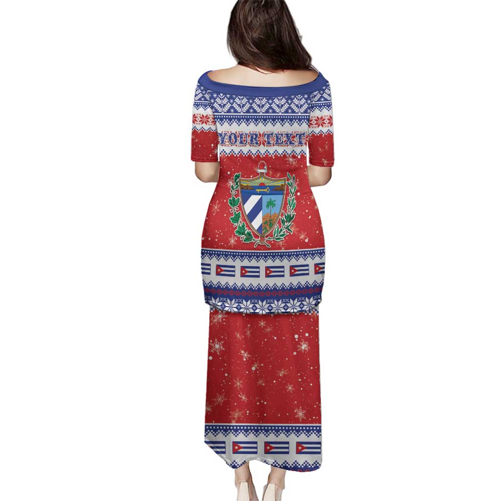 Personalized Cuba Christmas Family Matching Puletasi and Hawaiian Shirt Coat Of Arms Xmas Vibe - Wonder Print Shop