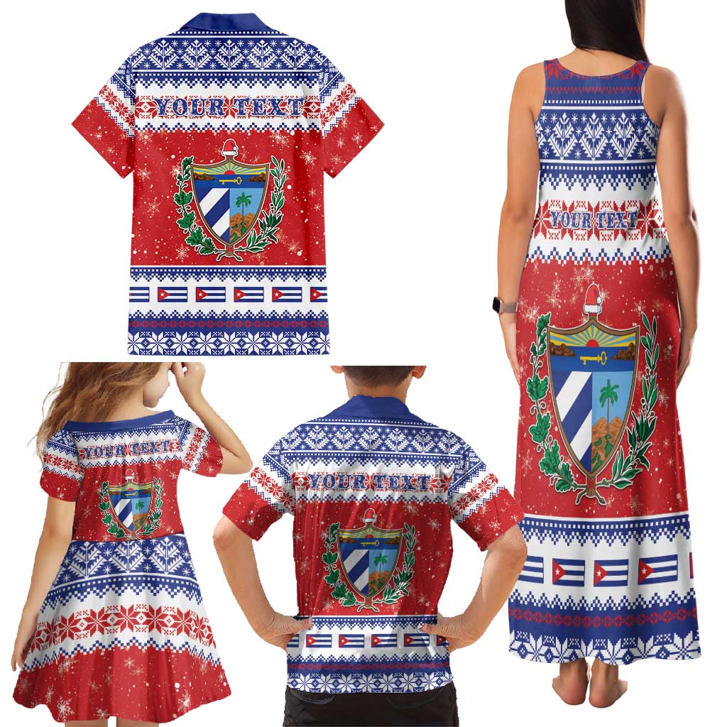 Personalized Cuba Christmas Family Matching Tank Maxi Dress and Hawaiian Shirt Coat Of Arms Xmas Vibe - Wonder Print Shop