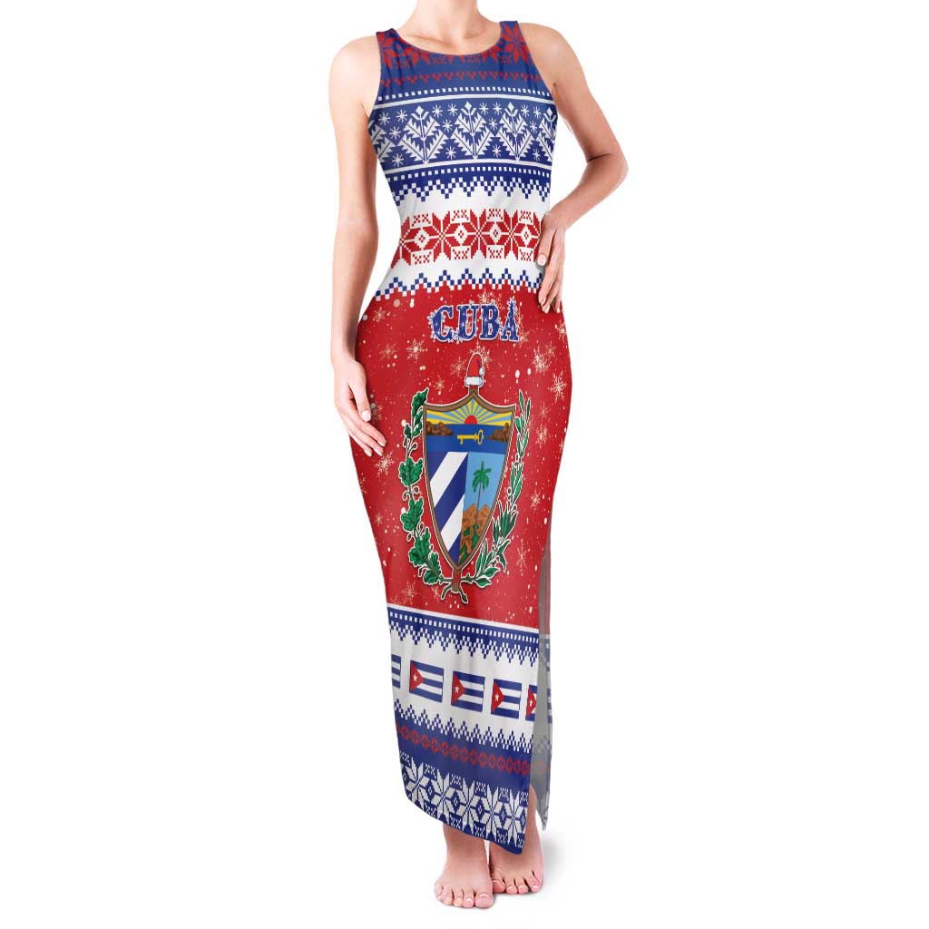 Personalized Cuba Christmas Family Matching Tank Maxi Dress and Hawaiian Shirt Coat Of Arms Xmas Vibe - Wonder Print Shop