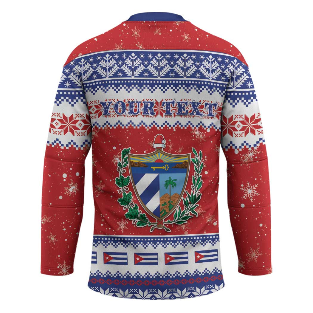 Personalized Cuba Christmas Hockey Jersey Coat Of Arms Xmas Vibe - Wonder Print Shop