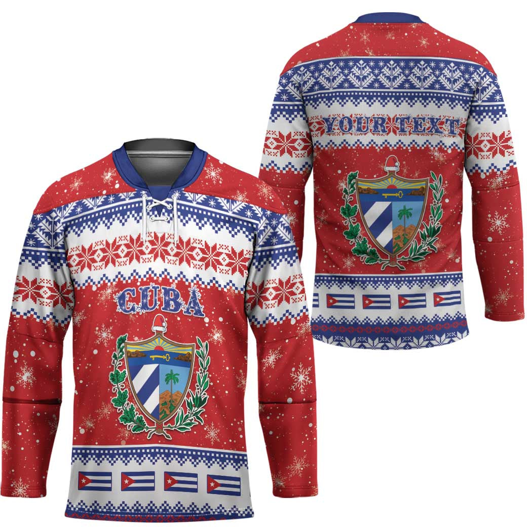 Personalized Cuba Christmas Hockey Jersey Coat Of Arms Xmas Vibe - Wonder Print Shop