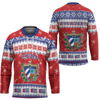 Personalized Cuba Christmas Hockey Jersey Coat Of Arms Xmas Vibe - Wonder Print Shop