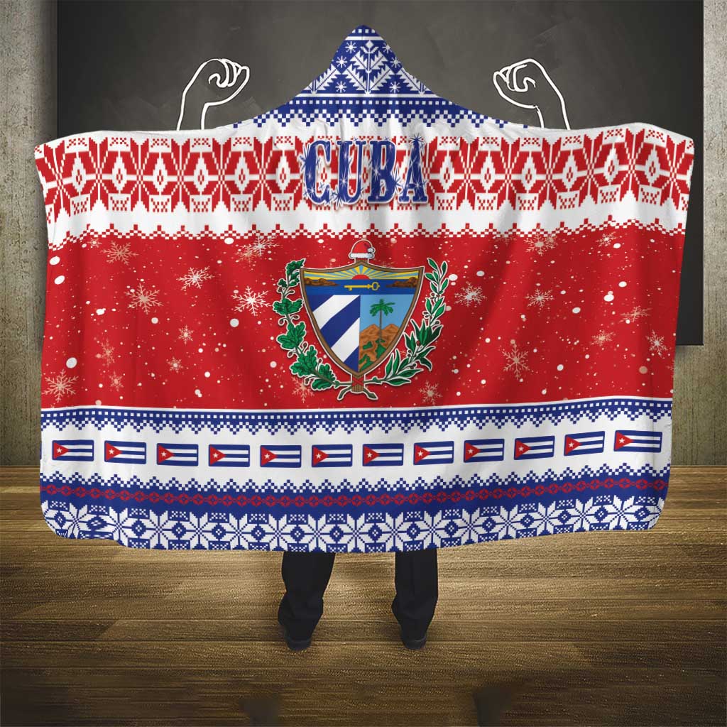 Cuba Christmas Hooded Blanket Coat Of Arms Xmas Vibe - Wonder Print Shop