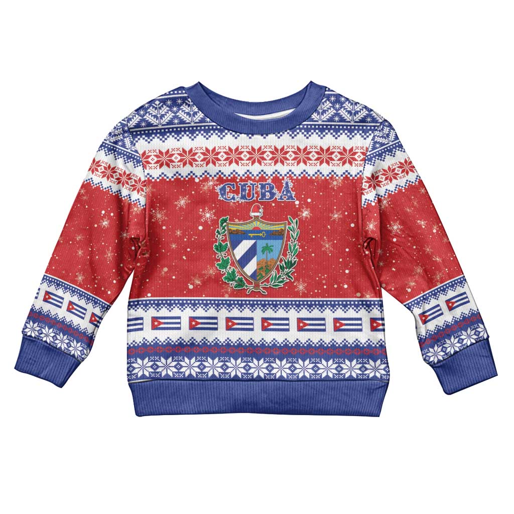 Personalized Cuba Christmas Kid Ugly Christmas Sweater Coat Of Arms Xmas Vibe - Wonder Print Shop