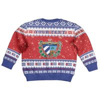 Personalized Cuba Christmas Kid Ugly Christmas Sweater Coat Of Arms Xmas Vibe - Wonder Print Shop