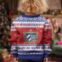 Personalized Cuba Christmas Kid Ugly Christmas Sweater Coat Of Arms Xmas Vibe - Wonder Print Shop