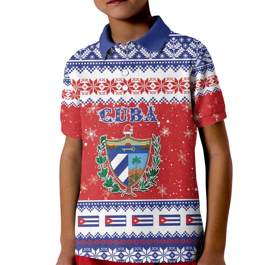 Personalized Cuba Christmas Kid Polo Shirt Coat Of Arms Xmas Vibe - Wonder Print Shop