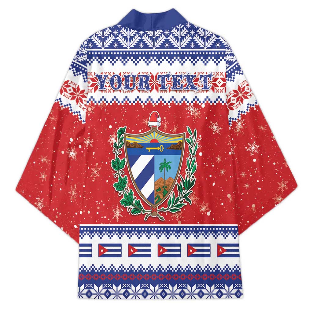 Personalized Cuba Christmas Kimono Coat Of Arms Xmas Vibe - Wonder Print Shop