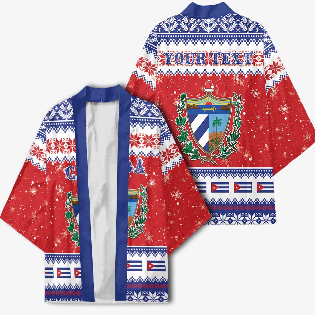 Personalized Cuba Christmas Kimono Coat Of Arms Xmas Vibe - Wonder Print Shop