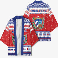 Personalized Cuba Christmas Kimono Coat Of Arms Xmas Vibe - Wonder Print Shop