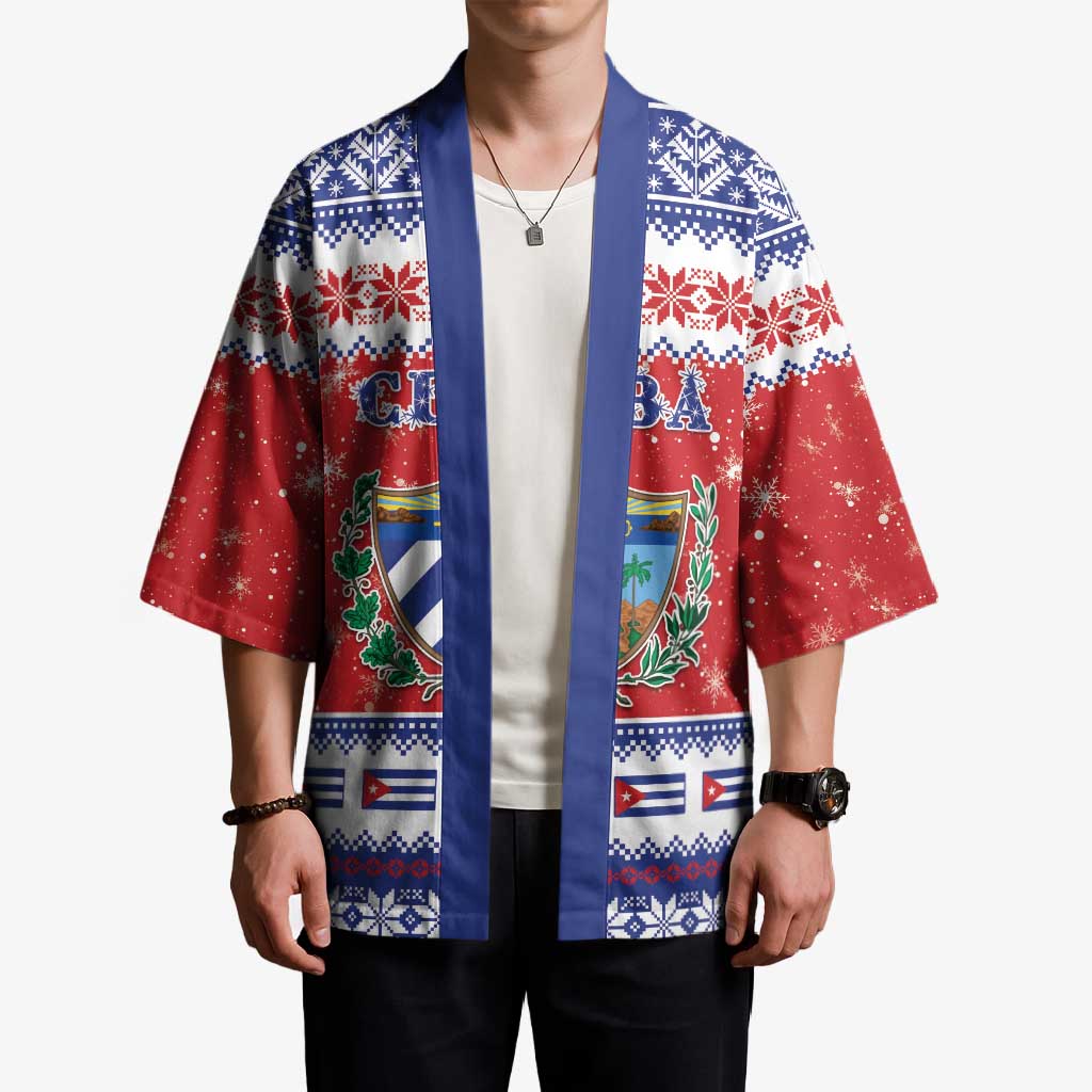 Personalized Cuba Christmas Kimono Coat Of Arms Xmas Vibe - Wonder Print Shop