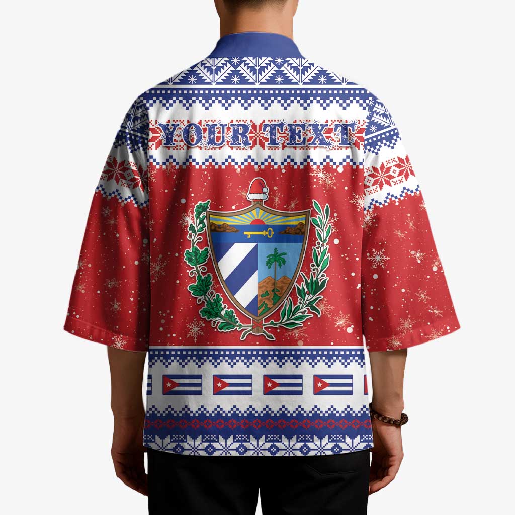 Personalized Cuba Christmas Kimono Coat Of Arms Xmas Vibe - Wonder Print Shop