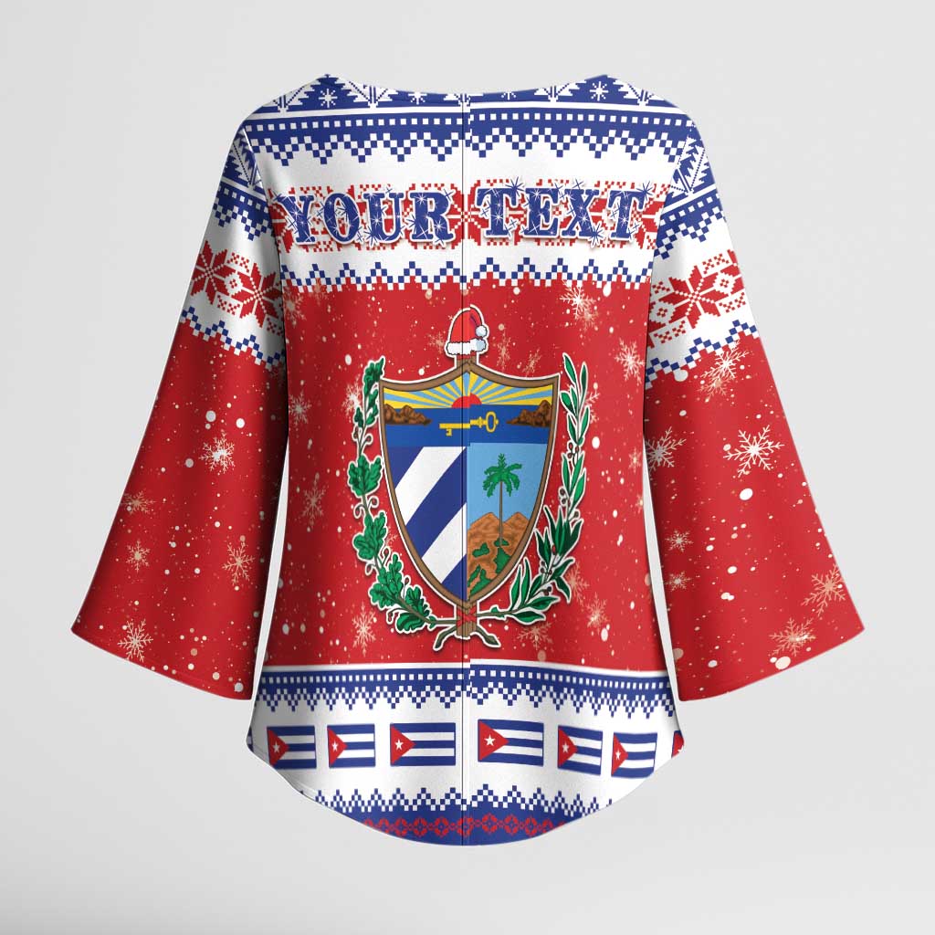 Personalized Cuba Christmas Kimono Sleeve Blouse Coat Of Arms Xmas Vibe - Wonder Print Shop