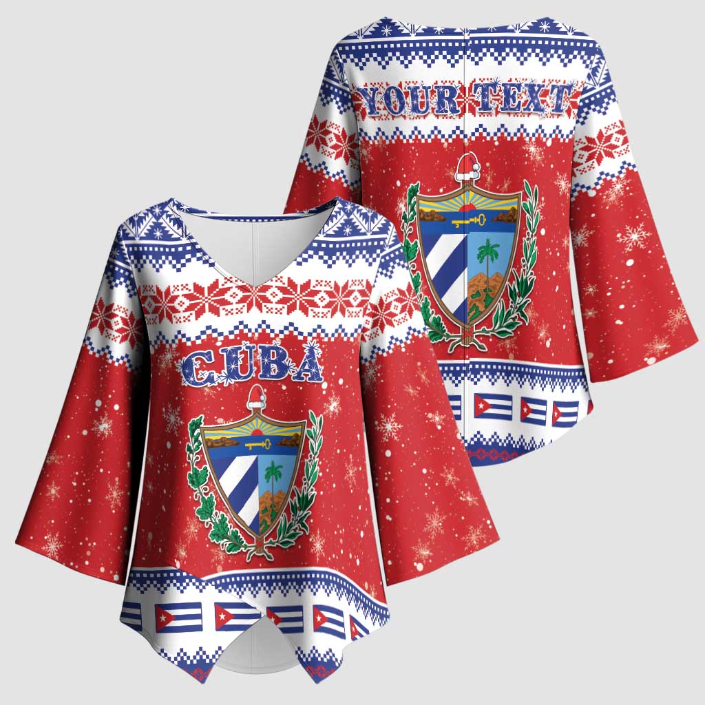 Personalized Cuba Christmas Kimono Sleeve Blouse Coat Of Arms Xmas Vibe - Wonder Print Shop