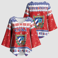 Personalized Cuba Christmas Kimono Sleeve Blouse Coat Of Arms Xmas Vibe - Wonder Print Shop