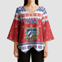 Personalized Cuba Christmas Kimono Sleeve Blouse Coat Of Arms Xmas Vibe - Wonder Print Shop
