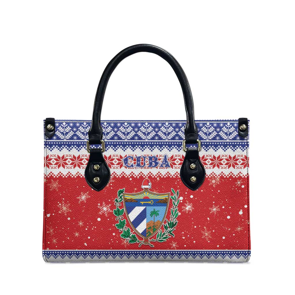 Cuba Christmas Leather Bag Coat Of Arms Xmas Vibe - Wonder Print Shop