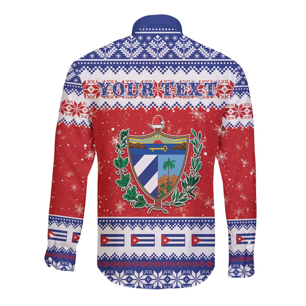 Personalized Cuba Christmas Long Sleeve Button Shirt Coat Of Arms Xmas Vibe - Wonder Print Shop