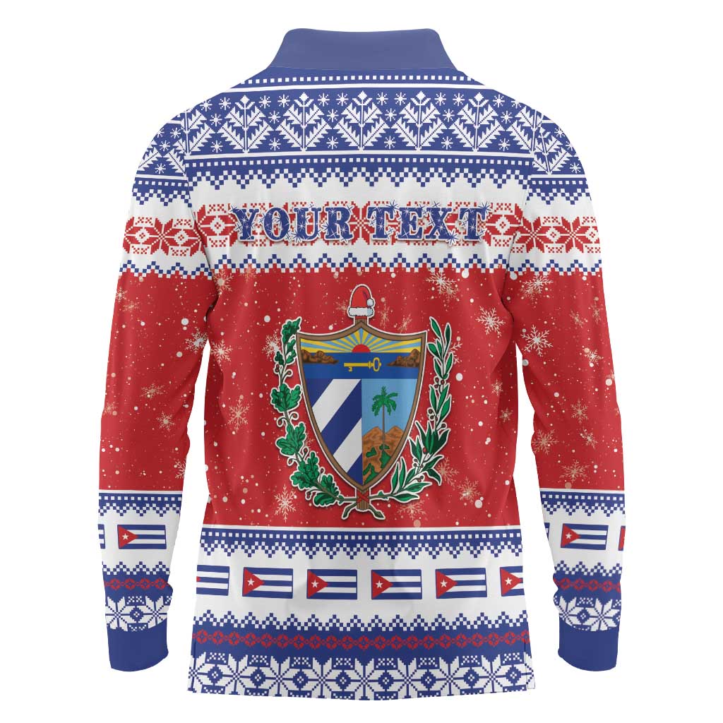 Personalized Cuba Christmas Long Sleeve Polo Shirt Coat Of Arms Xmas Vibe - Wonder Print Shop