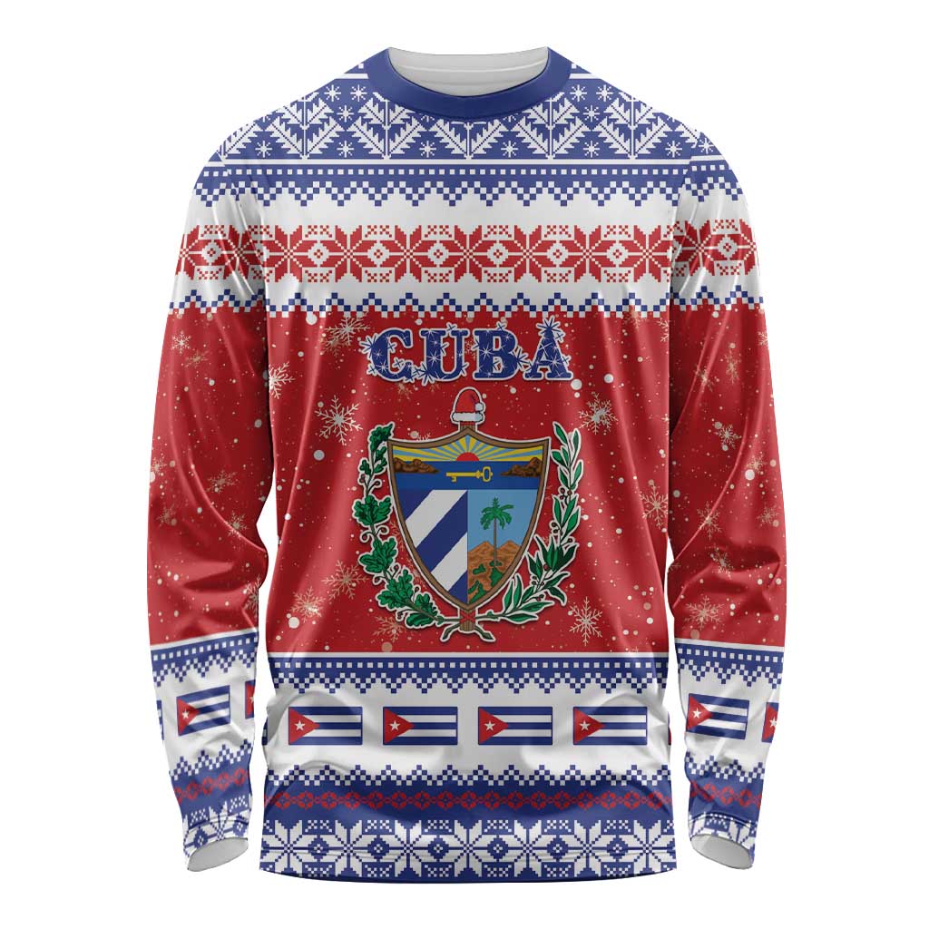 Personalized Cuba Christmas Long Sleeve Shirt Coat Of Arms Xmas Vibe - Wonder Print Shop