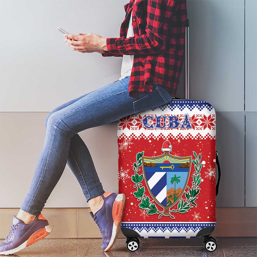 Cuba Christmas Luggage Cover Coat Of Arms Xmas Vibe - Wonder Print Shop