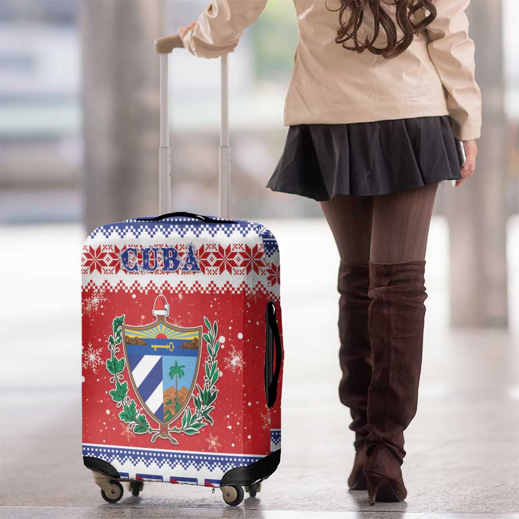 Cuba Christmas Luggage Cover Coat Of Arms Xmas Vibe - Wonder Print Shop