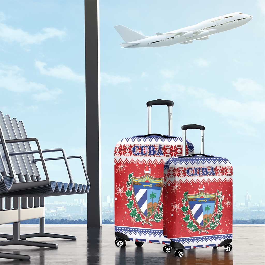 Cuba Christmas Luggage Cover Coat Of Arms Xmas Vibe - Wonder Print Shop