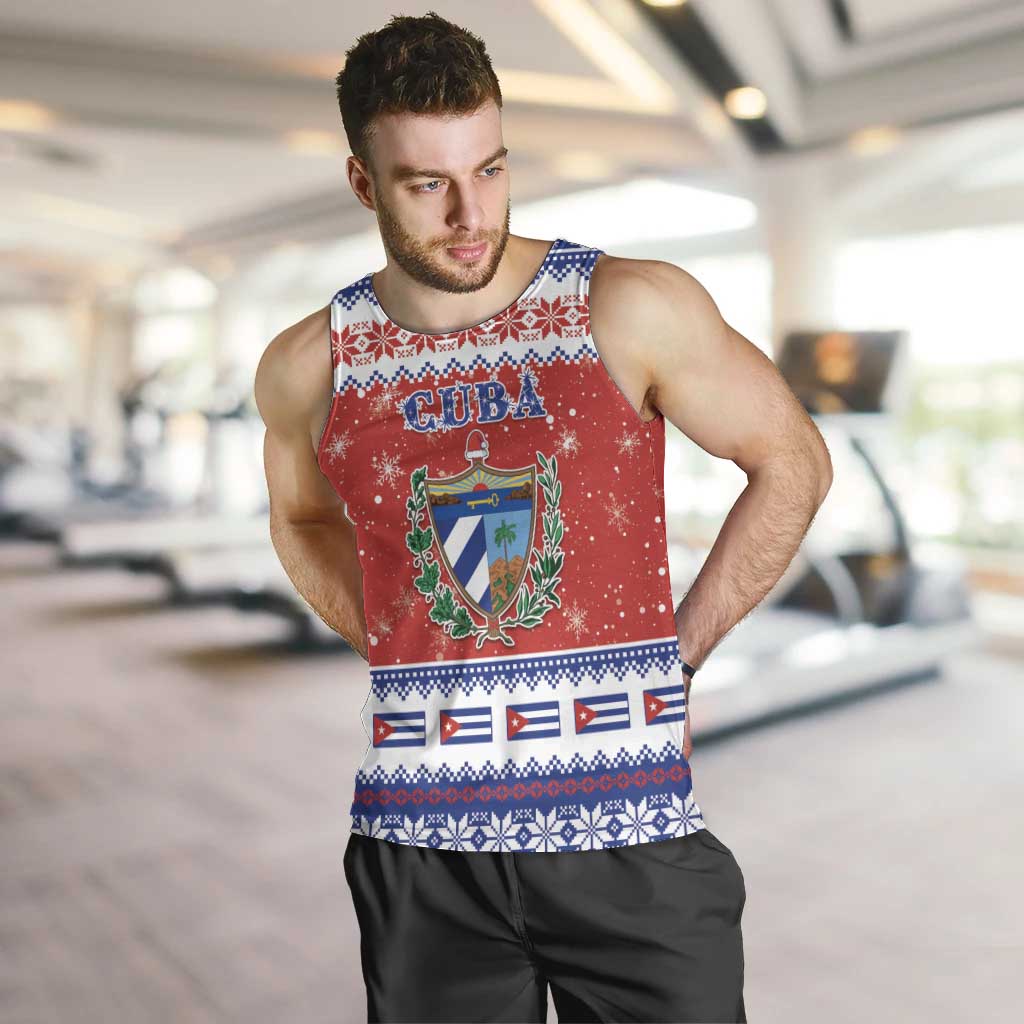 Personalized Cuba Christmas Men Tank Top Coat Of Arms Xmas Vibe - Wonder Print Shop