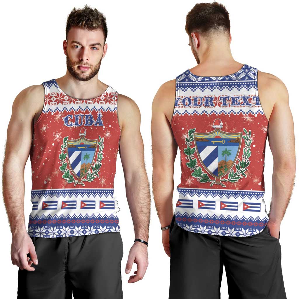 Personalized Cuba Christmas Men Tank Top Coat Of Arms Xmas Vibe - Wonder Print Shop