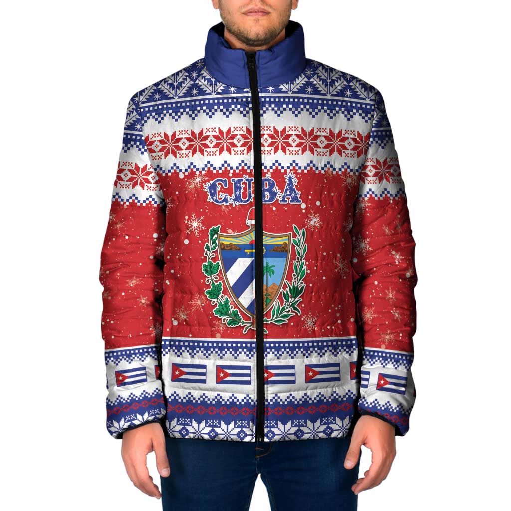 Personalized Cuba Christmas Padded Jacket Coat Of Arms Xmas Vibe - Wonder Print Shop