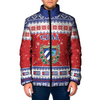 Personalized Cuba Christmas Padded Jacket Coat Of Arms Xmas Vibe - Wonder Print Shop