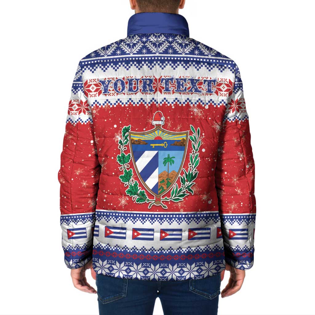 Personalized Cuba Christmas Padded Jacket Coat Of Arms Xmas Vibe - Wonder Print Shop