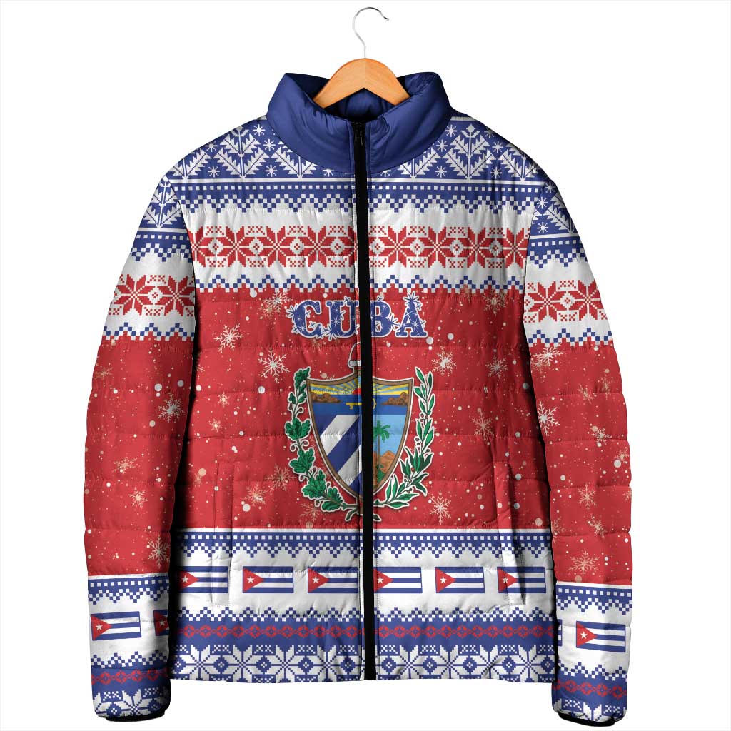Personalized Cuba Christmas Padded Jacket Coat Of Arms Xmas Vibe - Wonder Print Shop