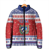 Personalized Cuba Christmas Padded Jacket Coat Of Arms Xmas Vibe - Wonder Print Shop