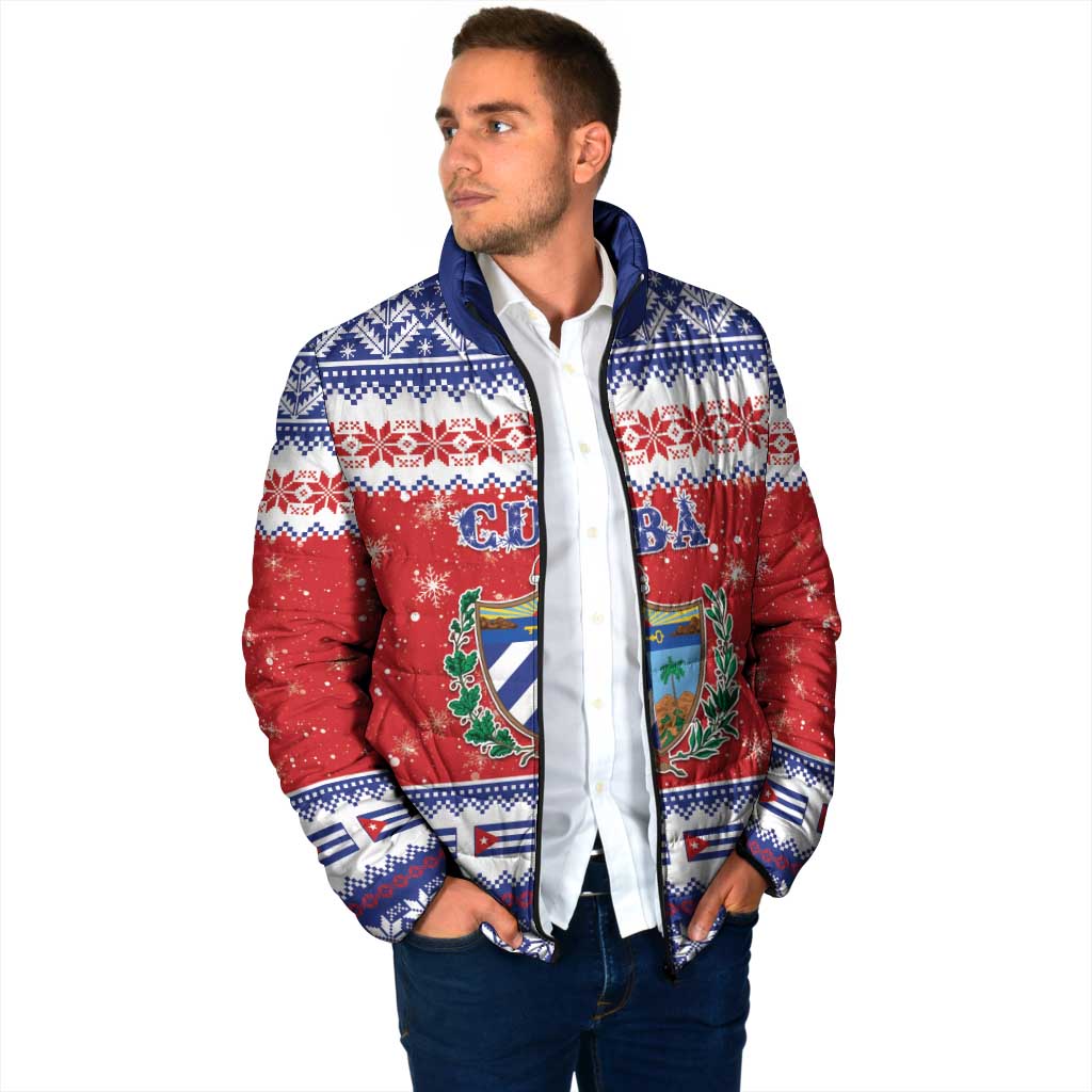 Personalized Cuba Christmas Padded Jacket Coat Of Arms Xmas Vibe - Wonder Print Shop