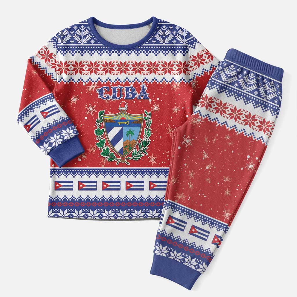 Personalized Cuba Christmas Pajama Set Coat Of Arms Xmas Vibe - Wonder Print Shop