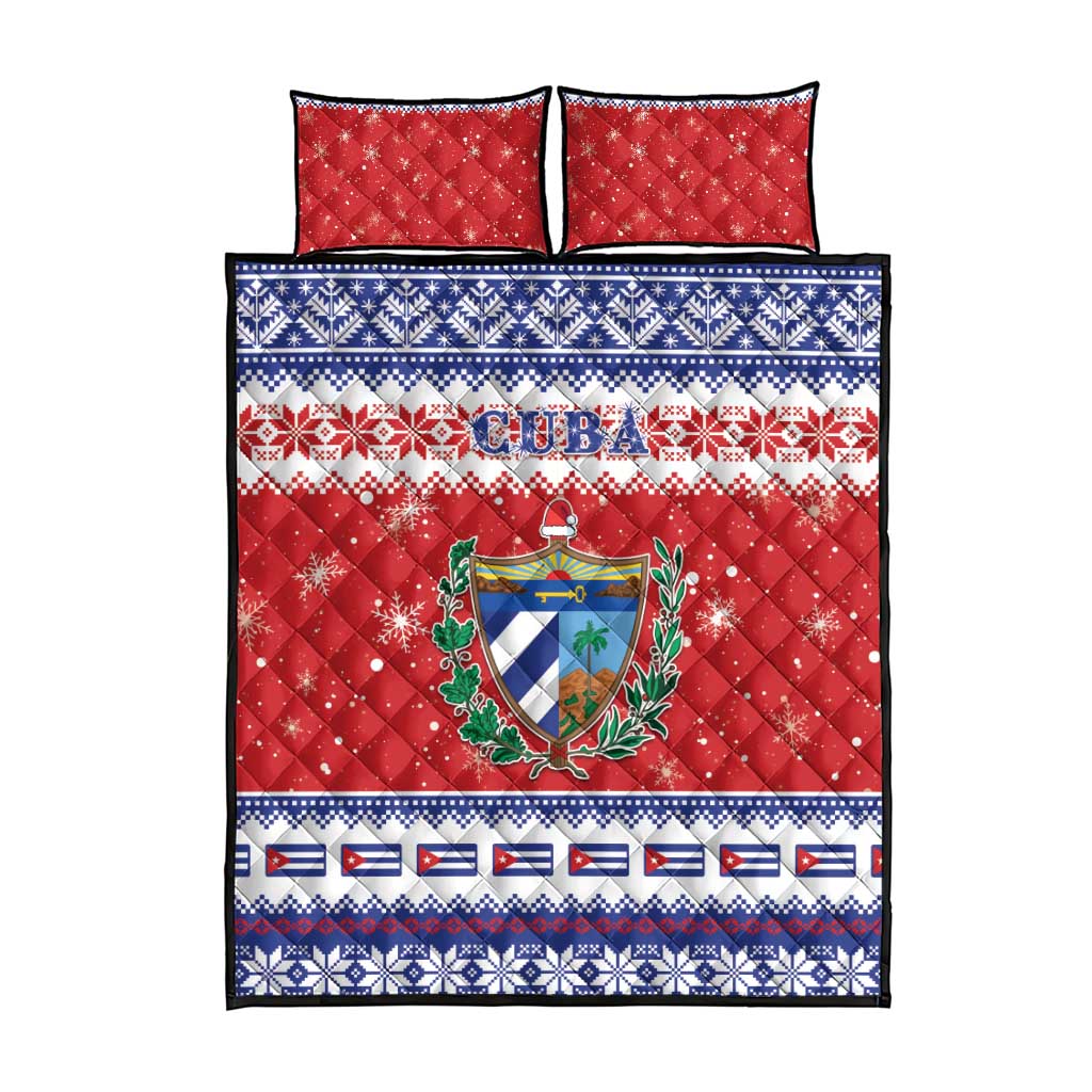 Cuba Christmas Quilt Bed Set Coat Of Arms Xmas Vibe - Wonder Print Shop