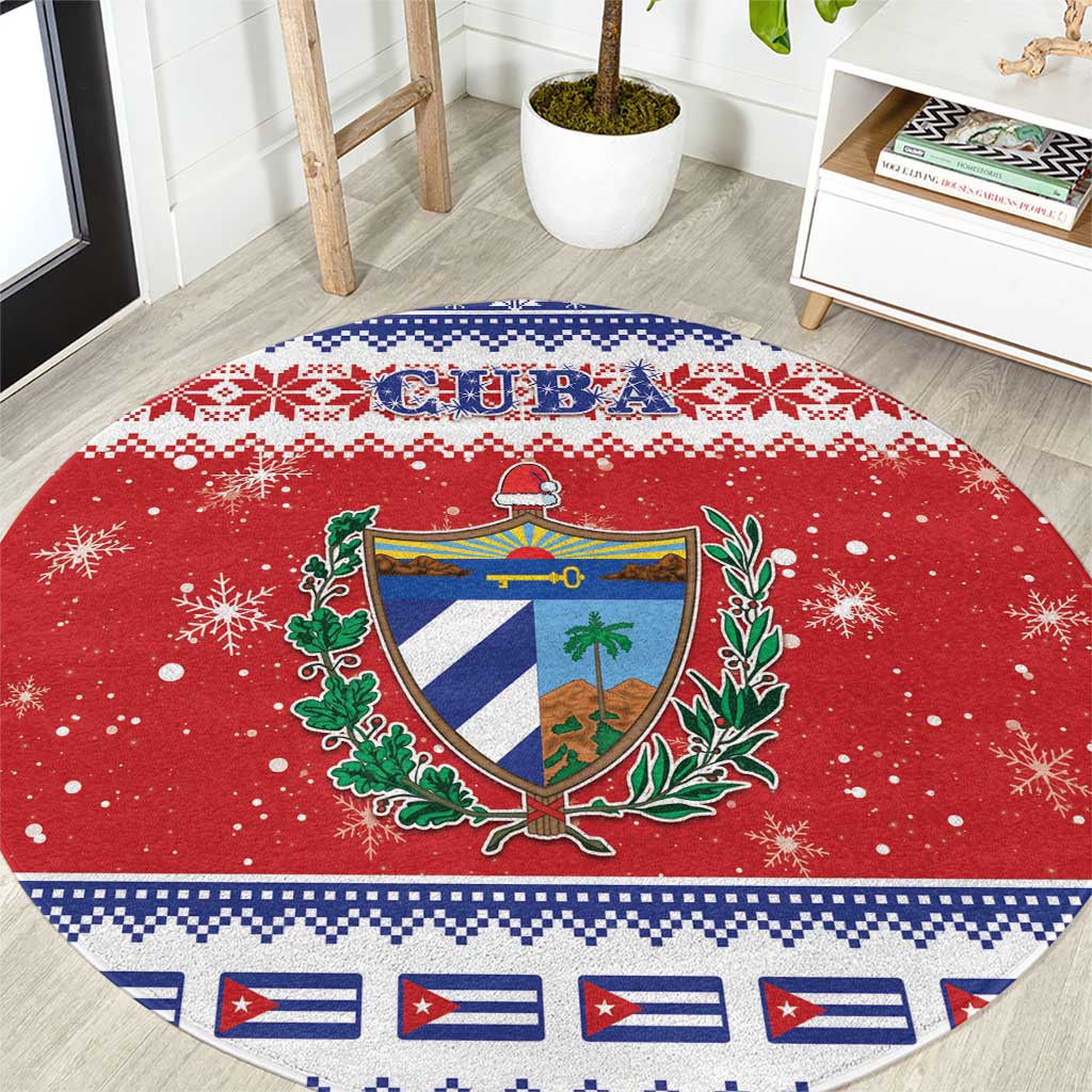 Cuba Christmas Round Carpet Coat Of Arms Xmas Vibe - Wonder Print Shop