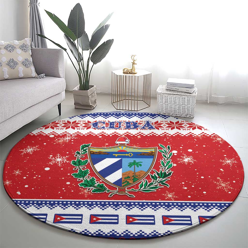 Cuba Christmas Round Carpet Coat Of Arms Xmas Vibe - Wonder Print Shop