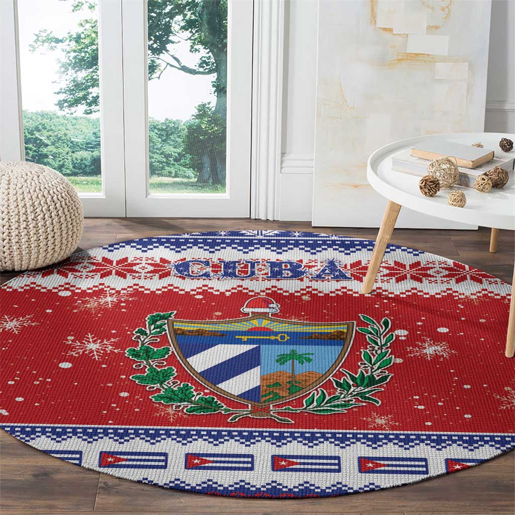 Cuba Christmas Round Carpet Coat Of Arms Xmas Vibe - Wonder Print Shop