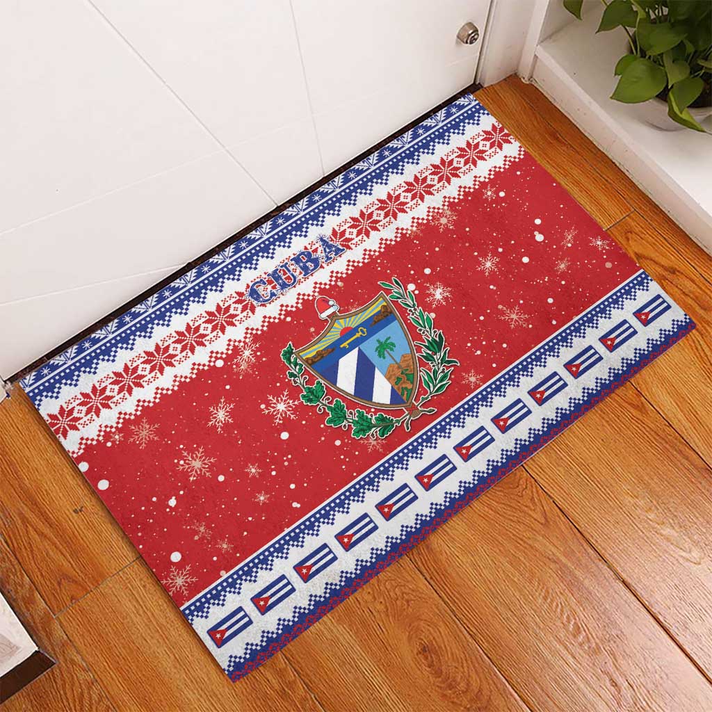 Cuba Christmas Rubber Doormat Coat Of Arms Xmas Vibe - Wonder Print Shop