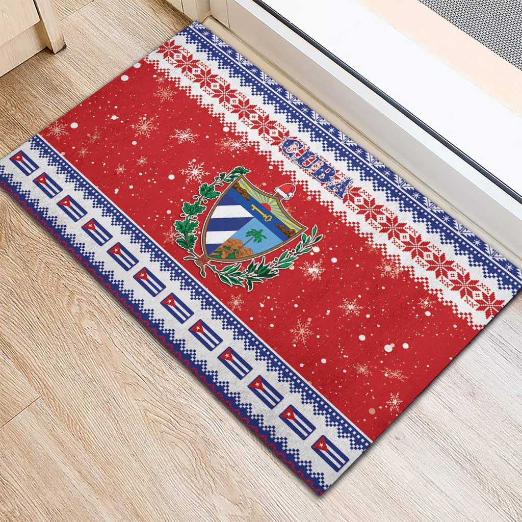 Cuba Christmas Rubber Doormat Coat Of Arms Xmas Vibe - Wonder Print Shop