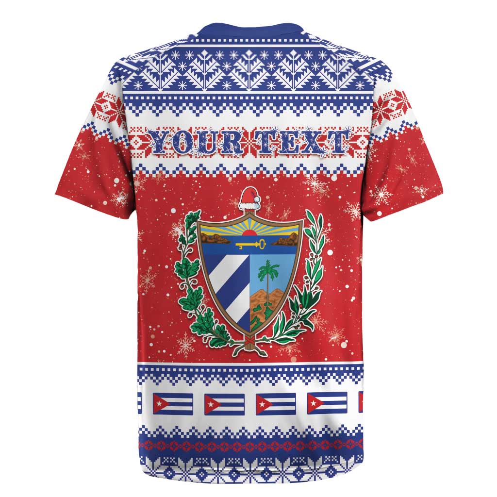 Personalized Cuba Christmas Rugby Jersey Coat Of Arms Xmas Vibe - Wonder Print Shop