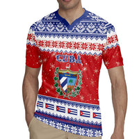 Personalized Cuba Christmas Rugby Jersey Coat Of Arms Xmas Vibe - Wonder Print Shop