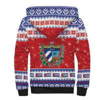 Personalized Cuba Christmas Sherpa Hoodie Coat Of Arms Xmas Vibe - Wonder Print Shop